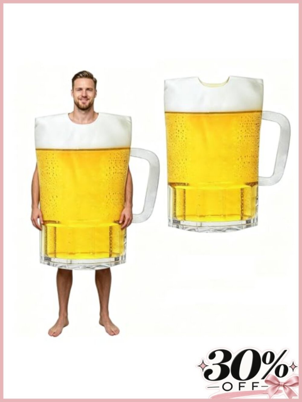 Adult Beer Mug Costume 3D Print Oktoberfest Halloween Party One Size